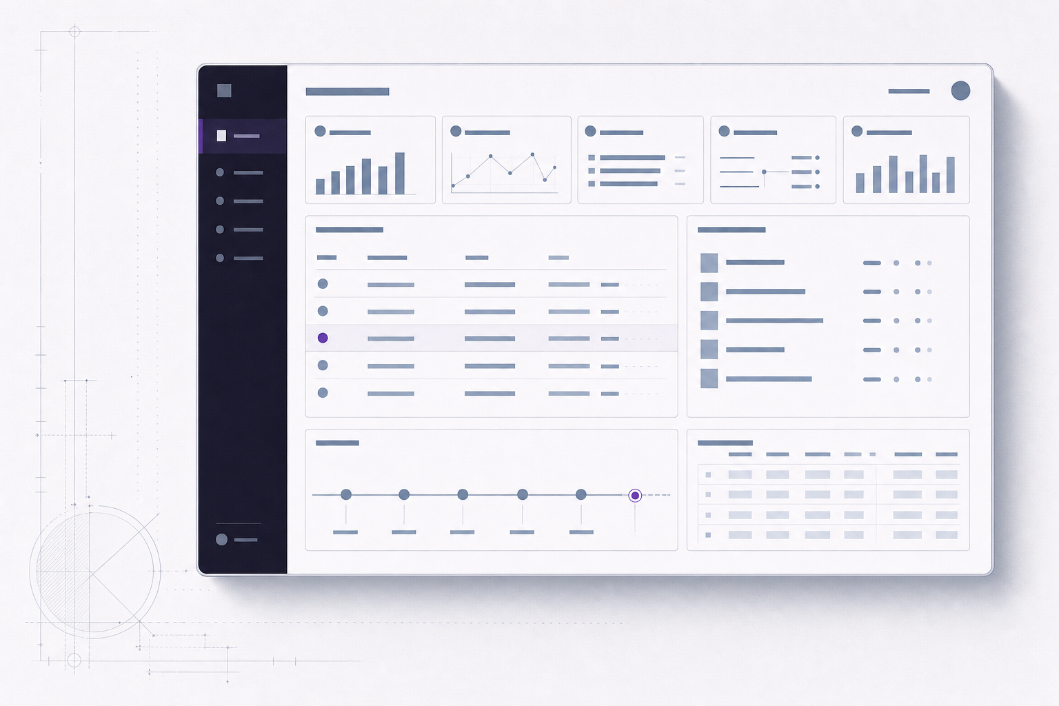 Product-interface illustration for the app dashboard page of Elidian
